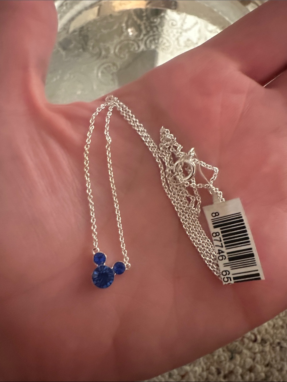 Disney Mickey Mouse blue crystal birthstone necklace